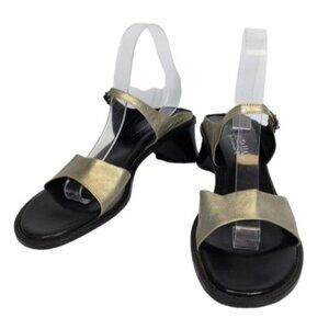 Aquatalia by Harvin K Slip On Heeled Sandal Mules Gold Bronze Size 9